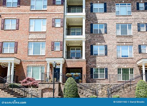 Brick Townhomes with Balconies Editorial Photography - Image of housing