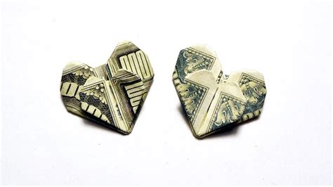 Double Heart Big And Small Money Origami Dollar Tutorial Diy Folding No