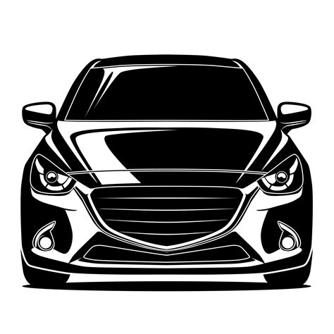 Black And White Car Front Drawing 1396706 Vector Art At Vecteezy