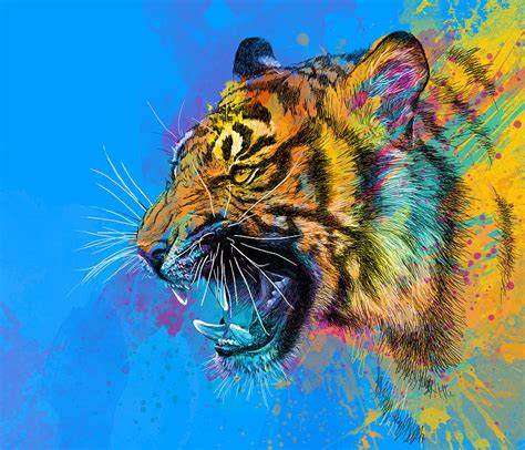 Crazy Tiger Digital Art By Olga Shvartsur Fine Art America