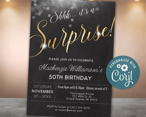 Free Custom Printable Surprise Party Invitation Templates 56 Off