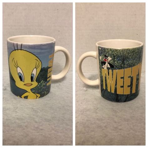 Looney Tunes Tweety Bird Sylvester The Cat Coffee Cup Mug Warner Bros