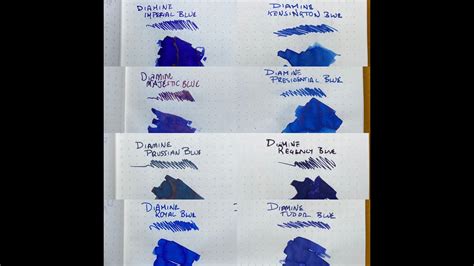 Diamine Royal Blues Ink Comparison Pulp Addiction Ink Sample Set
