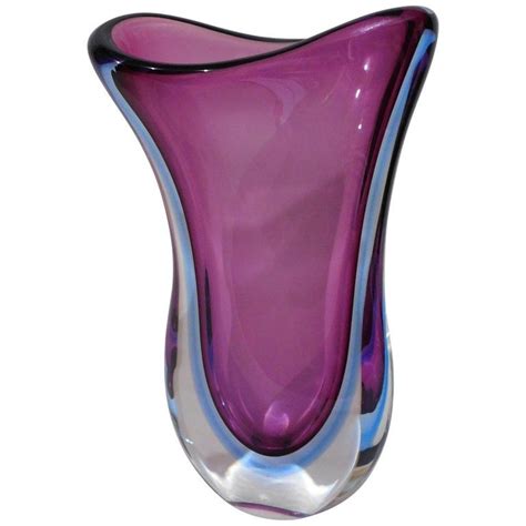 Large Italian Hand Blown Colored Art Glass Flower Vase Seguso Glass Art Glass Flower Vases