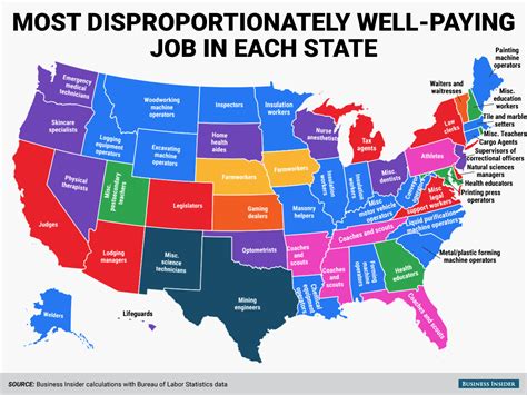 infographic the best paying job in each state relative to national average — my money blog