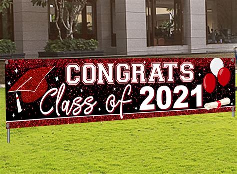 Buy Large Congrats Class Of 2023 Banner Red Backdrop Graduation 2023
