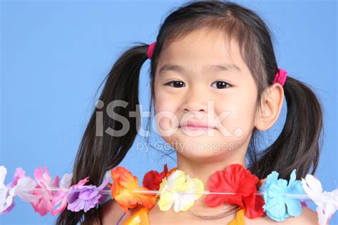 Closeup Of Girl With Hawaiian Lei Stock Photos