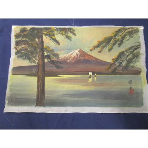 Vintage Silk Japanese Painting Mount Fuji 14 X 9 Oxfam Gb