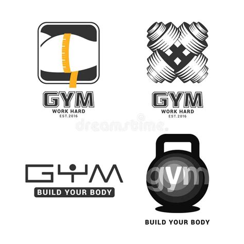 Set Of Gym Logos In Vector Stock Vector Illustration Of Advertise