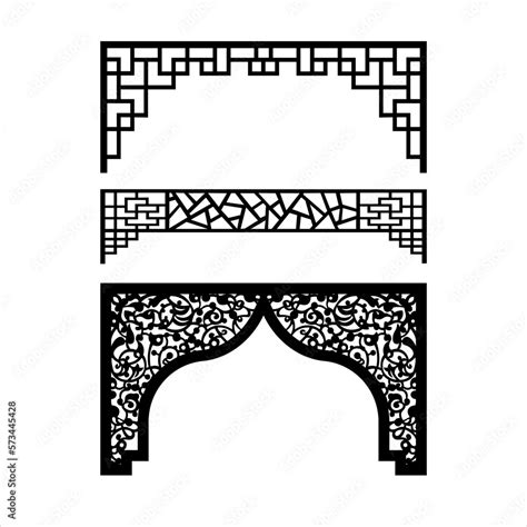Stockvector Laser Cutting Design For The Temple Mandir Jali Partition Arch For Temple