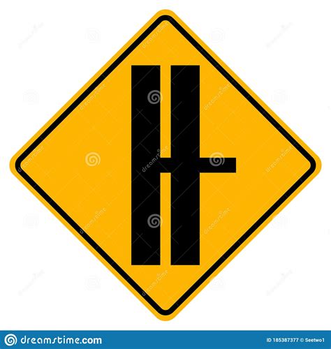 Warning Signs Highway Intersection Ahead And T Junction Traffic Road On
