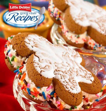 I mean how can a kid resist thick and chewy brownies covered in fudge and topped with bright crunchy i loved those little debbie brownies when i was a kid! Little Debbie: Gingerbread Cookie Ice Cream Sandwiches Recipe | Colorful desserts, Ice cream ...