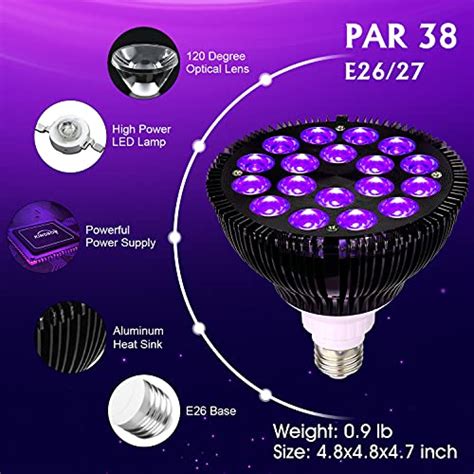 Kingbo Black Light Bulb 36w Led Blacklight Bulbs E26 Par38 Glow In The