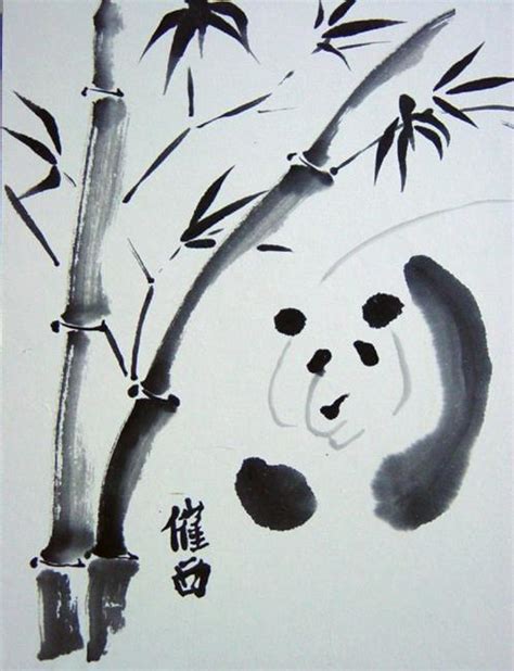 Panda And Bamboo By Tracey Allyn Greene From Chinese Brush Paintings