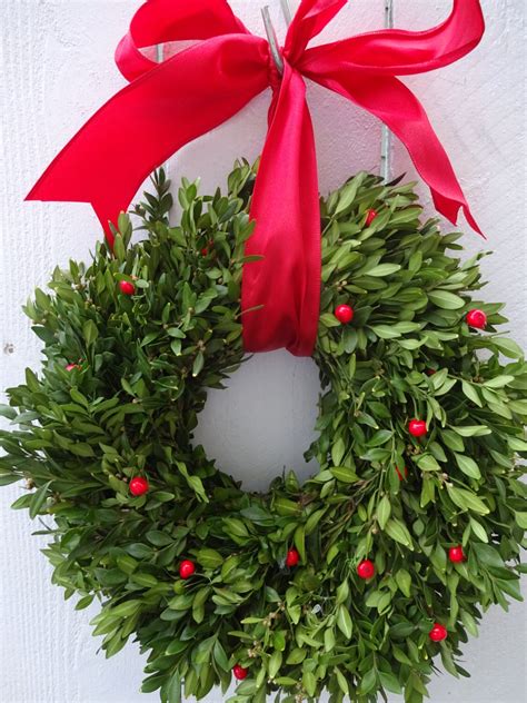Boxwood Wreath Christmas Wreath Red Berry Wreath Holiday