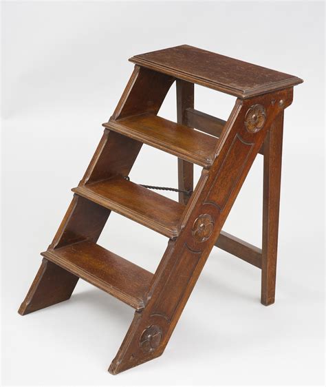 Antique French Ladders | French Carved Mahogany Folding Step Ladder