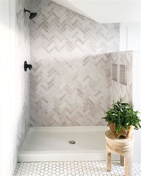 White Herringbone Bathroom Floor Flooring Ideas