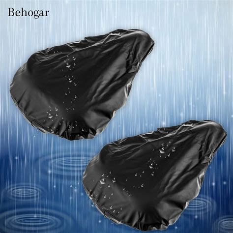 Behogar 2pcs Breathable Bike Saddle Elastic Protective Rain Cover Waterproof Dust Resistant