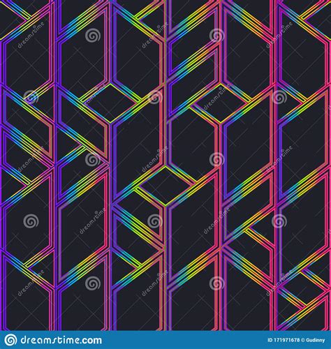 Neon Color Mosaic Seamless Pattern Stock Vector Illustration Of