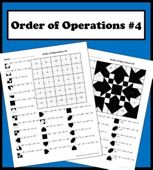 The order of operations worksheets are randomly created and will never repeat so you have an endless supply of quality order of operations these order of operations worksheets are a great resource for children in kindergarten, 1st grade, 2nd grade, 3rd grade, 4th grade, and 5th grade. Order of Operations (advanced with negatives) Color Worksheet #4 by Aric Thomas