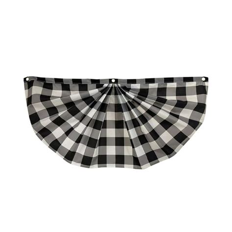 Black And White Checkered Bunting 48 X 24 Pleated Banner With