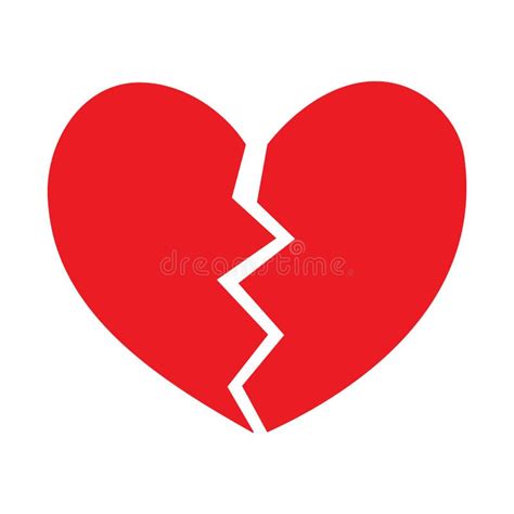 Broken Heart Vector Icon Red Broken Heart Isolated Illustration Stock