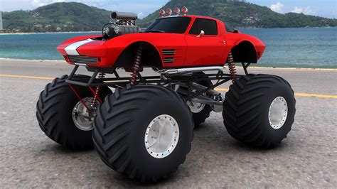 Monster Truck Monster Truck Trucks 4x4 Wheel Wheels Corvette Corvettes