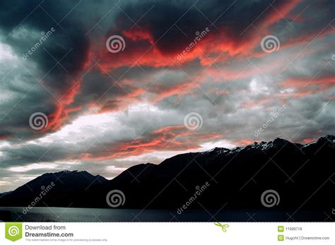 New Zealand Mountain Sunset Stock Photo Image Of Evening