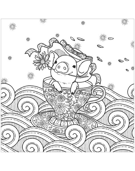 It will open up as a pdf file that you can print directly from your browser. Pig in a cup - Pigs Adult Coloring Pages