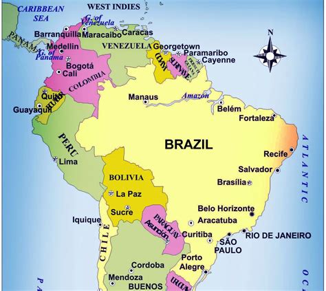 Brazil On A Map Map Of The Brazil South America Americas