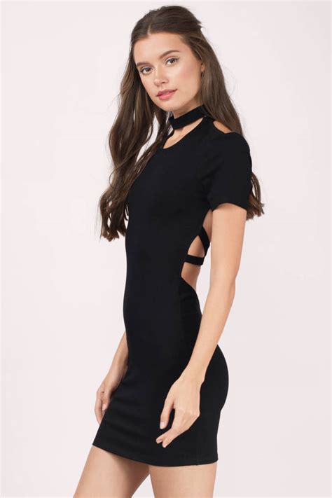 Sexy Black Dress Open Back Dress Cross Over Dress Bodycon Dress