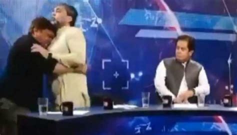 watch pakistani politician assaults journalist during tv debate video goes viral world news