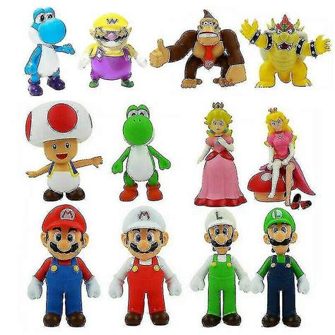 5 Super Mario Bros Yoshi Toad Princess Peach Wario Figure Toy Game