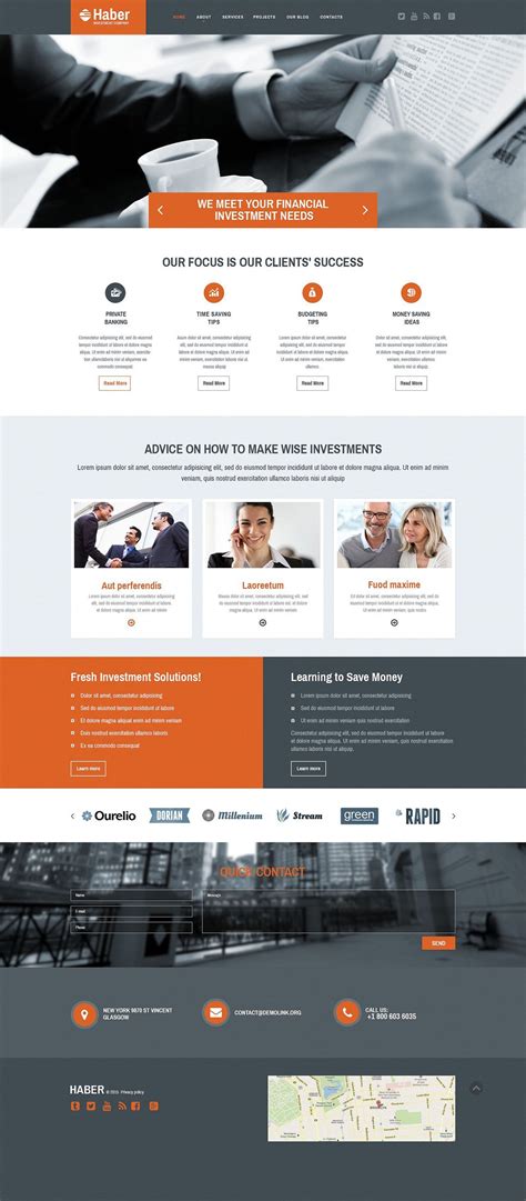 One of the best free business html website templates. Business Responsive Website Template #55458