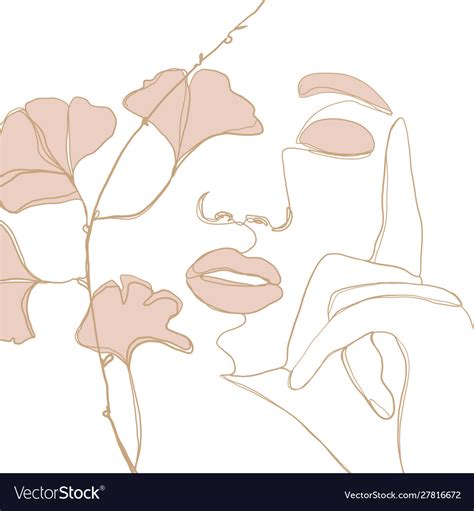 Continuous Line Drawing Woman Face Fashion Vector Image