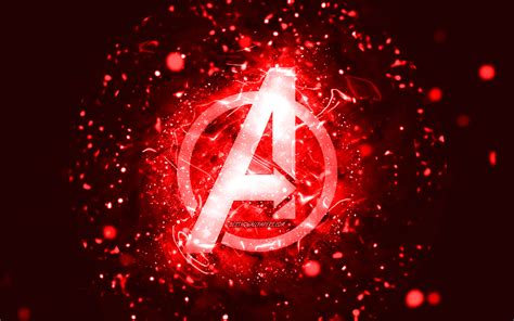 Indir Duvar Kağıdı Avengers Kırmızı Logo 4k Kırmızı Neon ışıklar