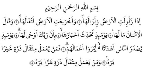 Surah Al Zalzalah Transliteration