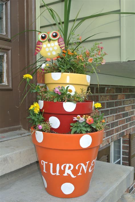 Stacked polka dot Flower Pot | Painted flower pots, Stacked flower pots, Flower pots