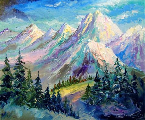 Snowy Mountains Paintings By Olha Darchuk