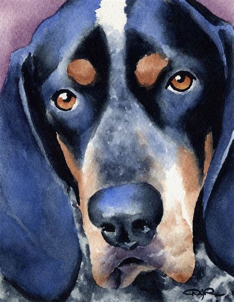 Bluetick Coonhound Dog Art Print Signed By Artist By K9artgallery