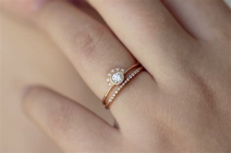 Diamond Ring Dainty Engagement Ring Rose Gold Diamond Ring Etsy