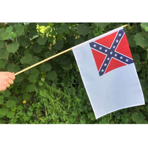 Second 2nd Confederate Flag 12 X 18 Inch On Stick