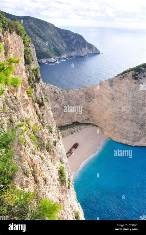 Navagio Beach Shipwreck Bay Zakynthos Ionian Islands Greece Stock