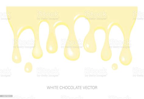 Cokelat Putih Mengalir Vektor Pada Latar Belakang Putih Krim Vanili Cokelat Meleleh Menetes