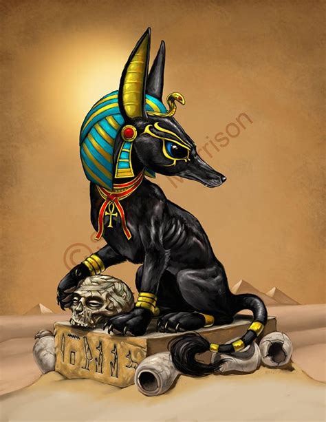 anubis egyptian god print 4x6 8 5x11 or 11x14 jackal egyptian art cute jackal anubis pup