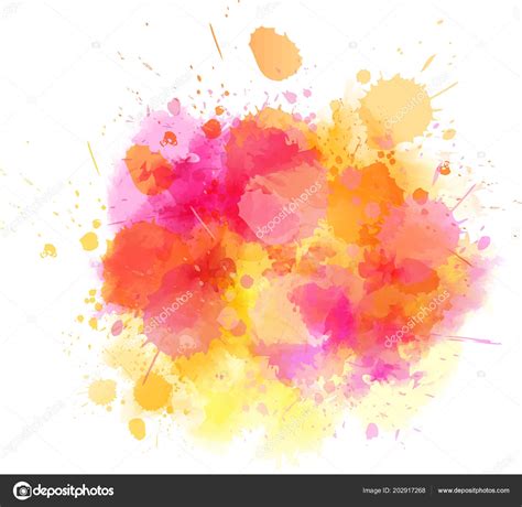 Multicolored Watercolor Imitation Splash Blot Yellow Pink Colors Stock