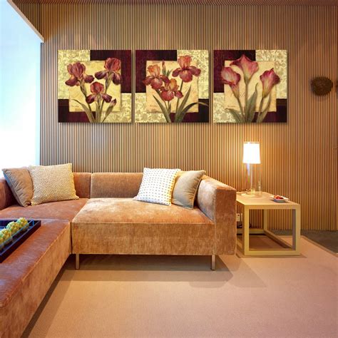 Luxury Elegant 3pcs Canvas Modern Wall Painting Abstract Flowers Home