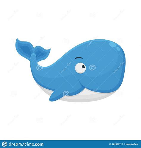 Whale Sea Cartoon Character Cute Animal Mascot Icon Flat Design Stock