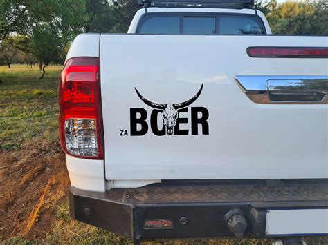 Afrikaner Boer Bees Cow Skull V1 Bakkie Car Vinyl Decal Sticker Art