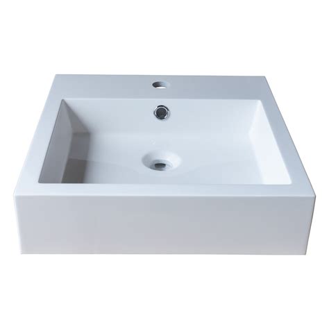 Agua Canada 174 Inch Polymer Square Vessel Bathroom Sink In Glossy